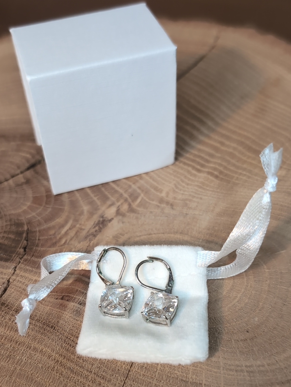 Classic Silver Drop Earrings with Clear Crystal